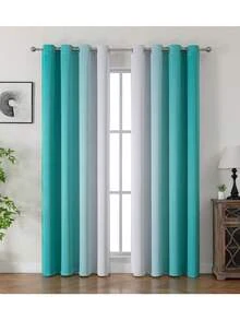 2pcs Ombre Blackout Curtains/Multiple Sizes Available/Top Eyelet Design/Living Room Darkening Curtains/Bedroom & Living Room Blackout Curtains/Heat Insulation/Modern Ombre Design Privacy Curtains/Home Decor Curtains/Pink Curtains - Pink - View 6