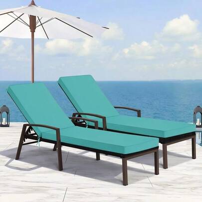 Chaise Lounge Cushions Outdoor, 3Layer Waterproof Outdoor Furniture Cushions With Removable Cover And 4 Ties, 72x21x3 Patio Lounge Chair Cushions For Outdoor Furniture, Teal