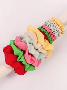12pcs Chiffon Scrunchies Set, Ponytail Holders, Hair Ties, Hair Accessories, Multicolor, Suitable For Spring, Summer, Casual Wear ,Scrunchy Hair Ties - Multicolor - View 1
