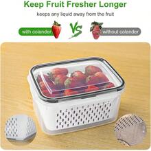 Fruit Storage Containers For Fridge With Removable Colander, Airtight Food Storage Container, Dishwasher   Produce Saver For Refrigerator, Keep Berry Fruit Fresh Longer 4 Pcs Small Clear - Clear - View 4