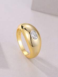 Nhẫn Moissanite bạc 925 cao cấp dành cho nữ, không gây dị ứng, thích hợp làm nhẫn đính hôn/cưới, quà tặng ngày Valentine/sinh nhật, hộp quà chống oxy hóa. - Vàng - Xem 5
