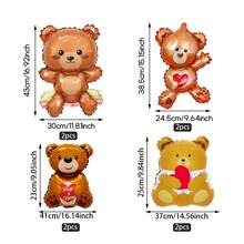 8件套情人节小熊爱心铝箔气球套装，包含可爱的小熊拥抱爱心铝箔气球，适用于情人节主题派对、生日派对、“我爱你”气球、情人节装饰、浪漫爱心装饰、浪漫特别之夜、告白场景装饰、婚礼、周年纪念、单身派对、爱情墙饰、求婚、拥抱亲吻等场合。 - 彩色 - 查看 7