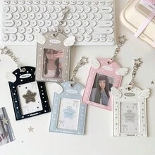 Angel-Themed Multi-Color Card Holder, Featuring Wing & Star Elements, Adorable Star-Shaped ID Badge Holder, Keychain Card Pouch For Students - Multicolor - View 5