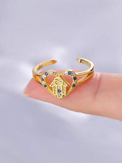 GAGAFEEL 1. 时尚百搭的S925纯银心形戒指，心形开口双层设计，适合女性日常通勤佩戴