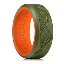 Anillos de silicona King Will para hombres alianzas de boda de goma verde oliva y naranja con diseño único de pico de montaña 8 mm de ancho 2 2 mm de grosor ajuste cómodo tamaño 7-13 - 13 - Ver 7