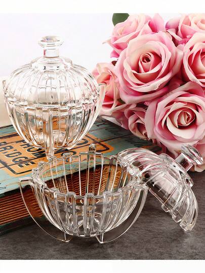 A Transparent Glass Candy Jar, Ice Cream Cup With Lid, Three-Legged Vintage Carved Crystal Storage Jar, Tall Candy Plate, Cookie Jar, Snack Jar, Dried Fruit Jar, Dessert Jar, Candy Box, Jewelry Storage Box, Cotton Swab Box, Cotton Pad Box, Wedding Candy Box, Party Table Decoration, Living Room Coffee Table Decoration Jar, Kitchen Storage Jar, Home Decoration Container, Multi-Purpose Storage Box.