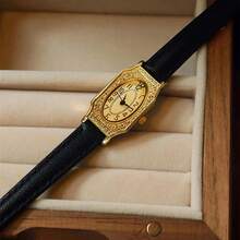 1pc New Vintage French Engraved Gold-Tone Small Dial Ladies' Wrist Watch, Elegant & Fashionable, Delicate & Compact, Waterproof Quartz Movement, Soft & Comfortable Strap, Suitable For Daily Wear, Formal Events, And Accessorizing Your Wrist. - Gold - View 10