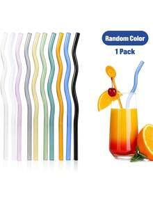 12 Pcs Reusable Wavy Colorful Glass Straws,20cm X8 Mm Shatter Resistant Cute Drinking Straws With 1 Clean Brush For Beverages,Coffee,Juice,Cocktail,Teas - Multicolor - View 16