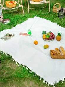 1pc Beige Rectangular Picnic Blanket, Portable Outdoor Rug, Foldable Picnic Mat Suitable For Beach, Valentine's Day, Easter Outdoor Picnic, Camping, Hiking, Travel, Home Concerts And More