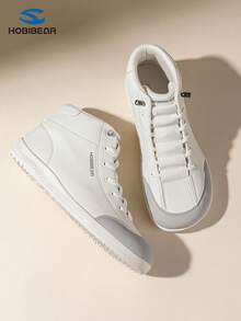 HOBIBEAR New Men's Sports Shoes, High-Top Leather Upper Wide Toe Barefoot Shoes, Fashionable Minimalist Slip-On - Light Grey - View 4