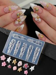 1pc Blooming Camellia, Orchid, Lily Flower Nail Art Carving Mold, High Transparency Silicone 5-Petal Flower Nail Gel Printing Mold, Nail Art Tool For Spring & Summer - Clear - View 10