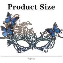 QY- Halloween Lace Masquerade Masks - 1920s Vintage Antique Mask For Men Women Carnival Party Mardi Gras Evening Prom -3788 - 黑與藍 - 查看 2