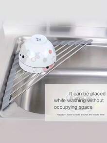 1pc Foldable Triangular Dish Rack - Space-Saving Corner Sink Organizer - Dish Drying Rack With Drainage Function For Small Kitchen, RV And Dorm - Multicolor - View 5