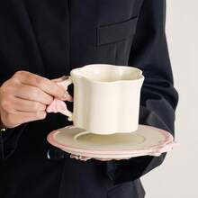 1 Set French Hand-Painted Bow Coffee Cup & Saucer Set, 3D Embossed Underglaze Ceramic, Suitable For Coffee, Afternoon Tea, Snacks, Daily Use, Home, Office, Gifts, Holidays - Multicolor - View 5