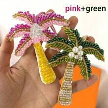 手工串珠棕榈树钥匙扣 - 热带棕榈树设计，树干呈绿色、粉色和黄色 - 波西米亚风海滩派对礼物，可作钥匙扣或包包挂饰 - 男女皆宜，经久耐用 - 旅行和日常佩戴的完美礼物，棕榈树配饰 - 彩色 - 查看 17