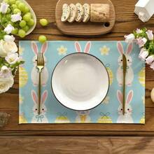 Bộ 100/2/4/6/8/300 tấm lót bàn ăn cao cấp, với thiết kế họa tiết thỏ Phục Sinh tối giản hiện đại. Kích thước: 30*45 cm, nhiều mẫu mã để lựa chọn, phù hợp cho bữa ăn Phục Sinh và trang trí nhà cửa. - Nhiều màu - Xem 12
