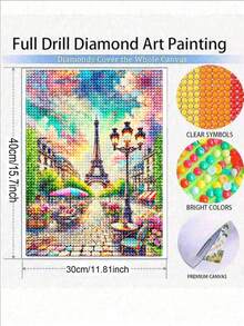 Colorful Parisian Scenery Diamond Art Kits For Adults - 5D Diamond Painting Kits For Beginners,DIY Full Drill Dots Gem Art Paint Picture For Home Wall Decor - Multicolor - View 8