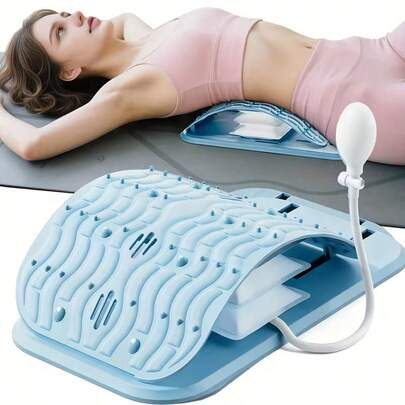 适用于办公椅和汽车座椅的充气腰部支撑垫 - 符合人体工程学的靠背枕，带气泵，便携式靠背支撑枕，ABS材质，腰部支撑