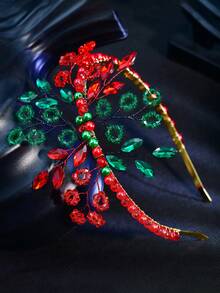 1pc Rhinestone Headband, Elegant Crystal Pearl Princess Style Headpiece Suitable For Bride, Wedding, Festival, Carnival, Date, Valentine's Day Gift, Casual Wear - Red - View 2