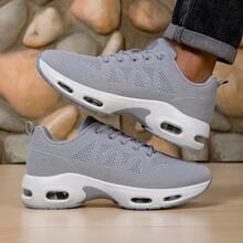 Men's Fashionable Sports Shoes With Air Cushion Running Shoes, Anti Slip And Breathable Running Shoelaces And Arch Support, Suitable For Daily Fitness, Sports, And Commuting - 灰色 - 查看 2
