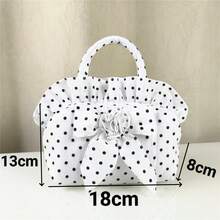 Korean Style Bow Detail Polka Dot Small Bag - Best Valentine Gift,Cute Black & White Handbag For Phone & Essentials - Coffee Brown - View 8