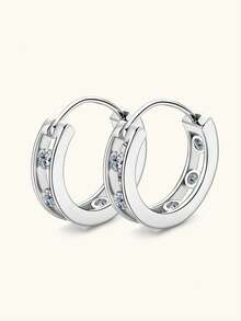 S925 Silver French Hollow Cubic Zirconia Earrings, Hypoallergenic, Suitable For Women/Girls, Wedding/Party Gift, Comes With Gift Box - Silver - View 2