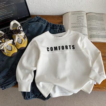 男童长袖T恤，2026春季新款休闲百搭透气宽松上衣