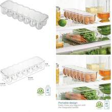 InterDesign Fridge/Freeze Binz Envase para Huevos, huevera de plstico apilable para 14 Huevos, Caja de Huevos, Transparente - transparente+14 huevos+set de 1+envase para huevos - Ver 1