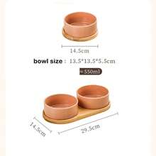 Ceramic Dog/Cat Bowl With Wooden Stand, Medium Pet Food & Water Bowl, Anti-Spill, Suitable For Whiskers, Dishwasher - 500ml - View 9