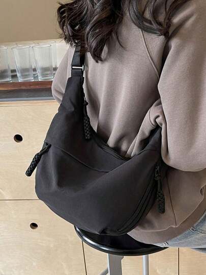 Kewen This Fashionable Colorful Nylon Waterproof Shoulder Bag Features A Simple And Casual Collegiate Design, With Wide Strap And Multiple Zipper Compartments, Suitable For Students, Shopping, And Everyday Use. It Can Be Used As A School Bag, Street Style, Or Japanese-Inspired Women's Bag.