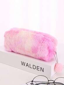 Gradient Color Cute Girl Plush Octagonal Pencil Case, Simple Student Stationery Storage Bag - Multicolor - View 8