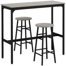 3 Piece Bar Table Set With 2 Stools, Industrial Bar Table And Stool Set, Dining Table And Chair Set For Small Space, Grey - 83A-048V80GY - View 4