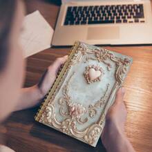 1 Sổ tay lò xo phong cách cổ điển với khung hoa tinh tế - Sổ nhật ký kiểu Rococo in phẳng 2D, phù hợp cho nữ, thiết kế hoa hồng và họa tiết cuộn xoắn trang nhã, trang giấy có dây xoắn, giấy bền, hoàn hảo để ghi nhật ký, ghi chú và làm quà tặng, sổ tay học sinh, nhật ký, bìa trang trí, khắc tinh tế, in phẳng 2D, sổ tay A5 cho trường học, đồ dùng học tập, sổ tay. - 1 - Xem 4