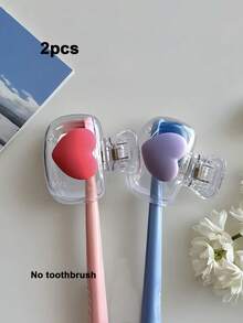 2pcs Cherry Shaped Toothbrush Holder, Dustproof Toothbrush Cover, Cute Cherry Pattern, Transparent White And Transparent Pink Colors, Compact And Portable, Protect Toothbrush Head, Dual-Hole Design For Drainage And Ventilation, Ideal For Home, Dorm And Travel - Multicolor - View 11