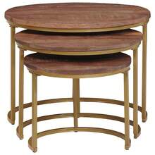 vidaXL Tables basses gigognes 3 pcs Bois de mangue massif et acier - Tabac - Voir 4
