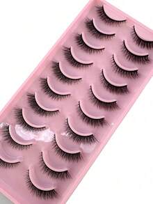 10 Pairs Soft & Fluffy 3D Faux Mink Eyelashes, Natural Looking Handmade Dramatic False Eyelashes, Thick & Voluminous Fake Eyelashes