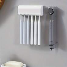 6-Slot Toothbrush Holder With Cover, Self-Adhesive Wall Mount, Suitable For Bathroom, Dorm, And Shower, Holds Up To 6 Toothbrushes, No Power Needed, Great Accessory - Multicolor - View 9
