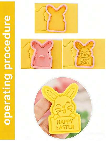 8-1pcs Easter Bunny Shaped Cookie Cutters, Rabbit Cookie Molds, Easter Baking Tools With Embossing And Cutting, Suitable For Baking Cookies, Sandwich Cookies, Iced Cookies, Also Suitable For Valentine's Day And Easter