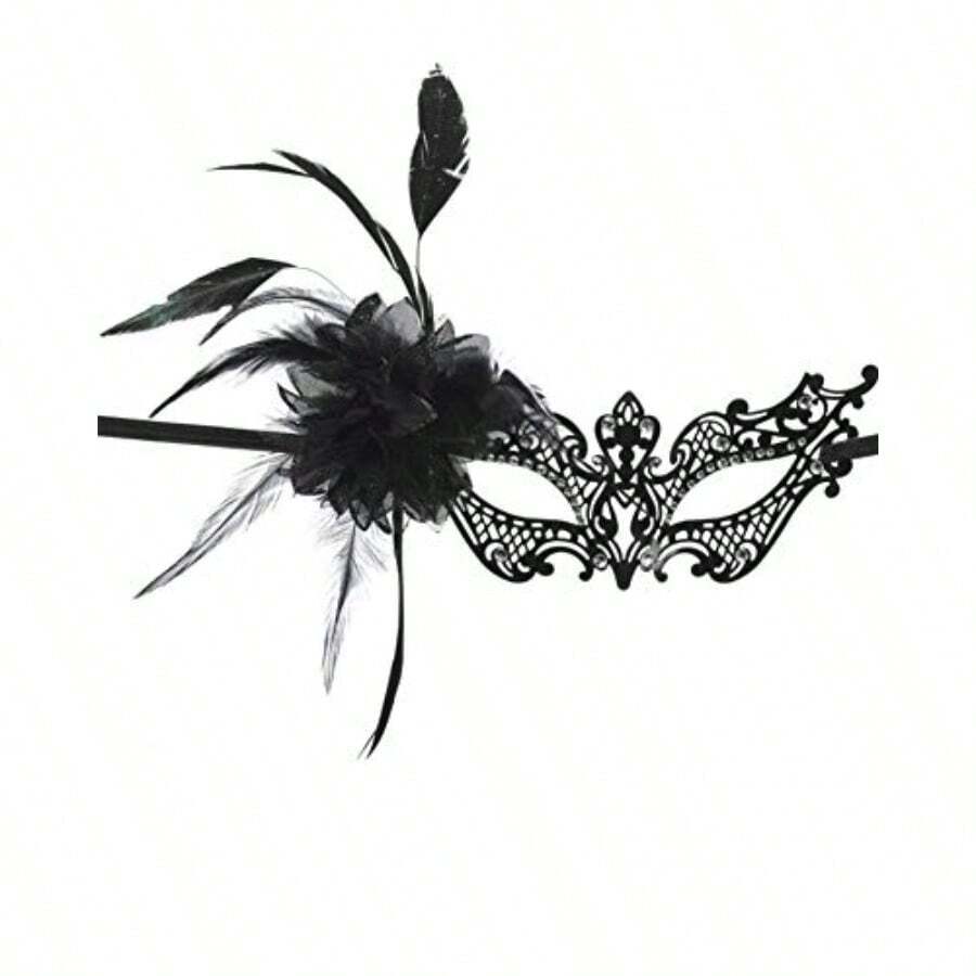 QY- Amscan Womens Black Filigree Gem Floral Mask Perfect For Halloween Costume And Masquerade Party -3788 - 1包 - 查看 1