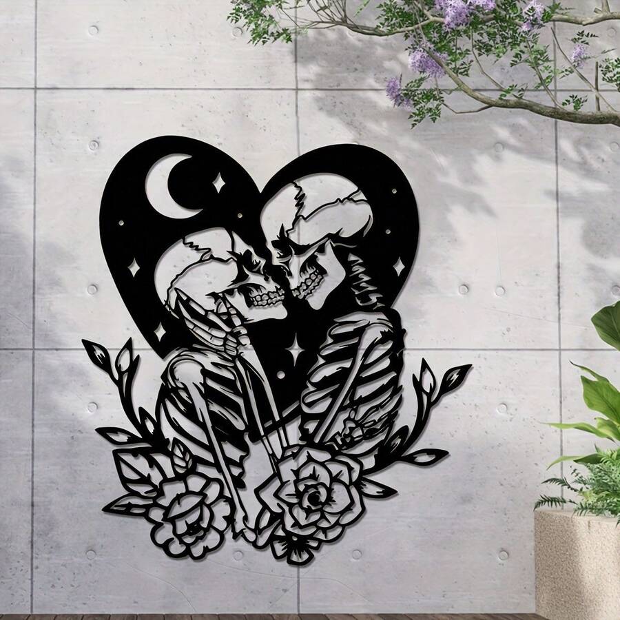 1pc Gothic Style Skull Metal Wall Decor, Suitable For Bedroom, Living Room, Entryway