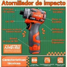 Llave De Impacto Inalámbrica Eléctrica Pistola Taladro Impacto Destornillador Con 2 Baterías Recargable - Naranja - Ver 2