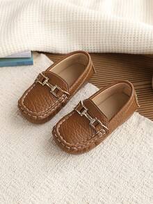 1 Pair Spring New Fashion Versatile Stitched Children Flat Shoes - Brown - View 1