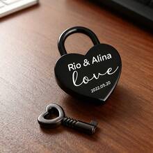 Customized Personalized Engraved Heart Lock - Heart-Shaped Lock With Name Engraving - Gift For Couples, Weddings, Valentine's Day, Anniversary, Mother's Day, Heart Padlock, Heart Cabinet Lock, Mini Small Lock With Key, Luggage Lock, Bag Lock