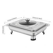 SHIOUCY 4PCS Rectangular Chafing Dish Stainless Steel Chafer Pans With Lids Heat-Retaining Buffet Serving Trays For Catering And Banquet - Silver - View 8