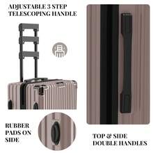 YSTYLE Suitcase, 5-Piece Set, Made Of PVC, With Combination Lock, Silent Wheels, Adjustable Length, Suitable For Business Trips, Boarding Schools And Student Dormitories For Storing Clothes. - 淺棕色 - 查看 3