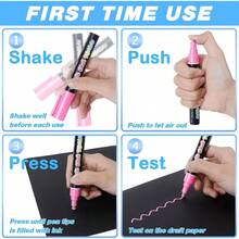 Liquid Erasable Chalk Markers Pens - 12 Colors Washable & Wet Erase Neon Makers For Blackboard, Chalkboard Signs, Glass Window, Graduation Celebration School Art - 10 Metallic Colors - View 6
