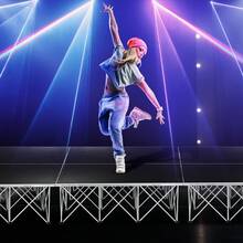 Portable Stage Platform 4x4ft, 1540lb Capacity & 16.5" H For Unobstructed Sightlines| 16-Strut Centipede Design| Foldable Stage For Events, Worship, Live Streams, Bars - Black - View 10