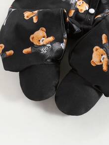 3件套可爱卡通小熊条纹印花长袖连体衣，适合男婴 - 黑與白 - 查看 4