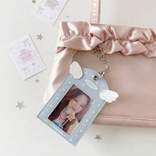 Angel-Themed Multi-Color Card Holder, Featuring Wing & Star Elements, Adorable Star-Shaped ID Badge Holder, Keychain Card Pouch For Students - Multicolor - View 11