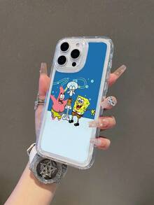 1pc Cartoon Funny SpongeBob Squarepants - Octopus Plankton Playing Pattern Shock-Proof Perforated Phone Case Cover Compatible With Samsung/Apple 17/16/15/14/13/12/11 Pro Max/12 Pro/14 Plus Etc. - Multicolor - View 1